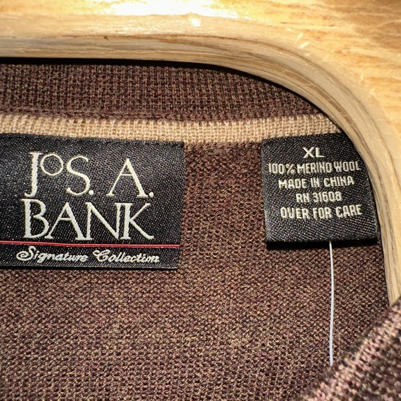 Jos A Bank Mens XL Brown Merino Wool Signature Collection Sweater Long Sleeve - Picture 3 of 5